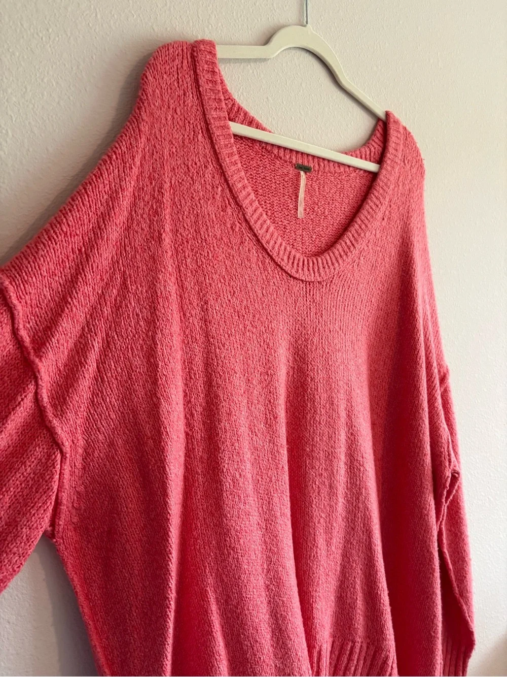 Free People Brookside Tunic Knit Sweater Women’s Pink Lightning